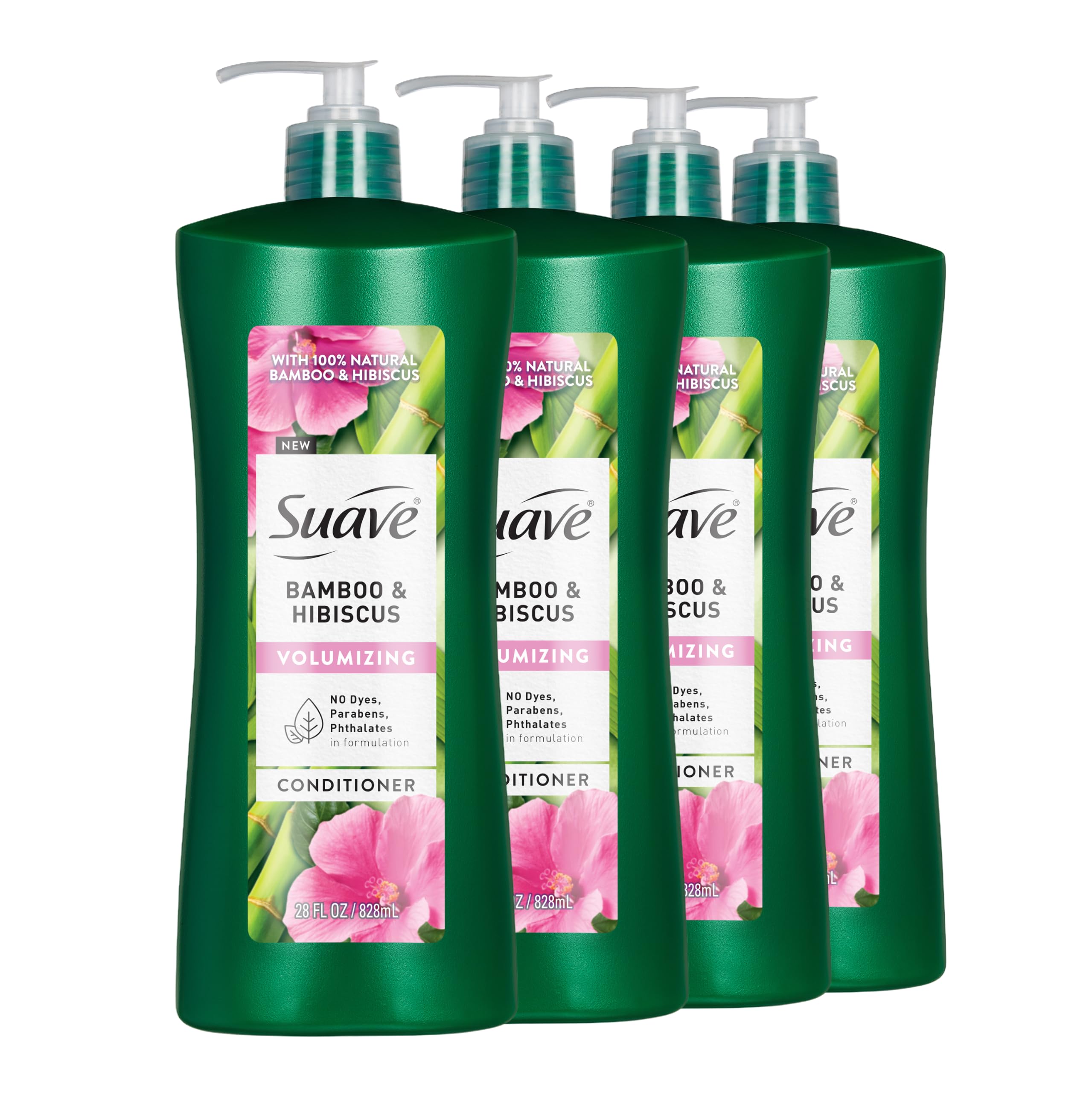 Suave Bamboo Hibiscus Volumizing Conditioner, 28 fl oz, 4 Count