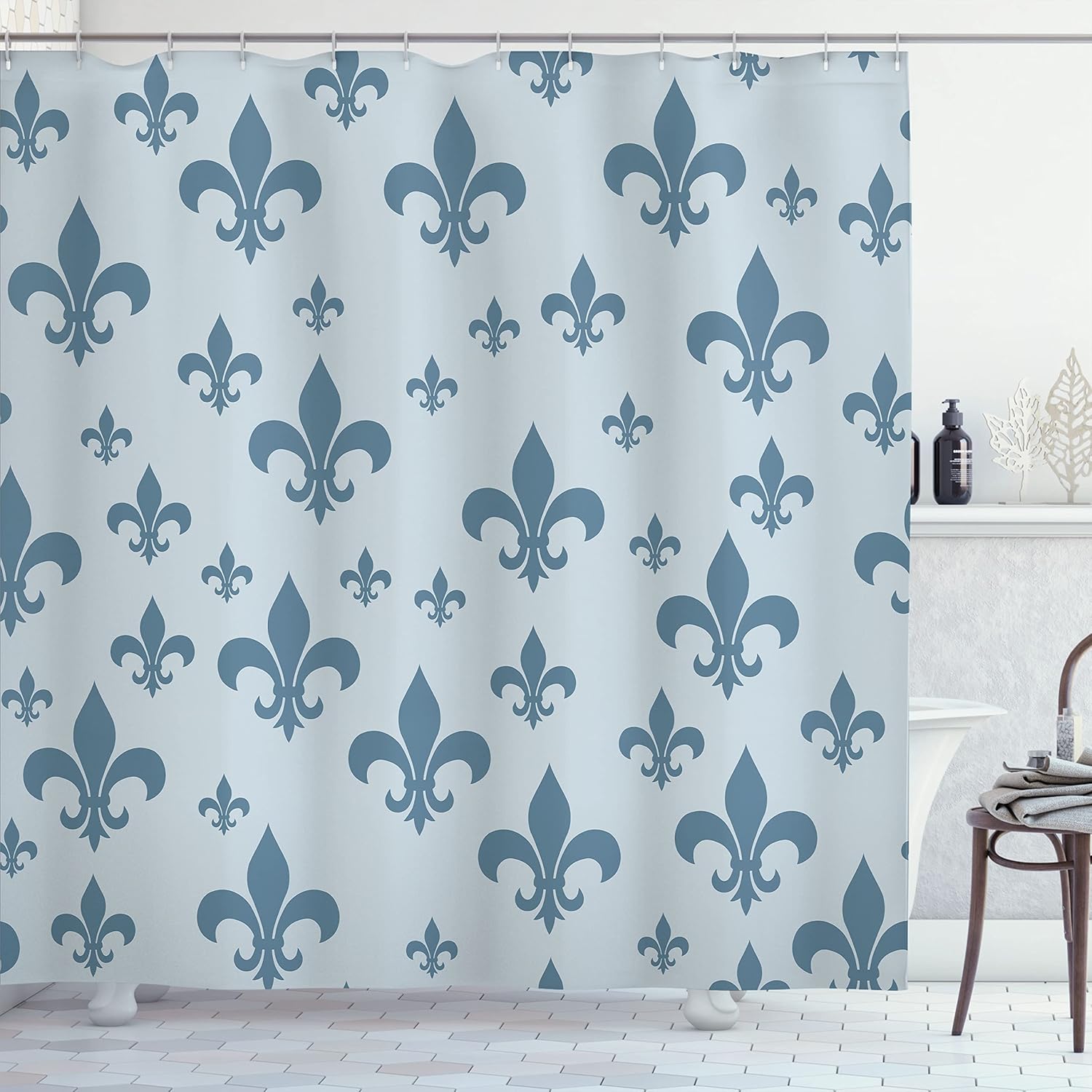 Ambesonne Fleur De Lis Shower Curtain, Lily Pattern Classic