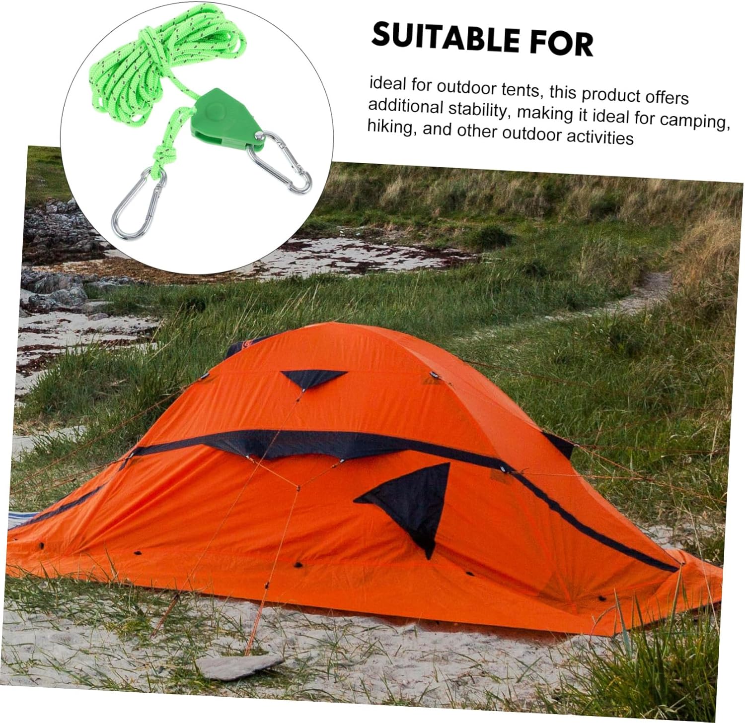YARNOW Tent Windproof Rope Awning Windproof Rope Wire Rope Tensioner Tent Wind Rope Tie Down Straps Rope for image 3