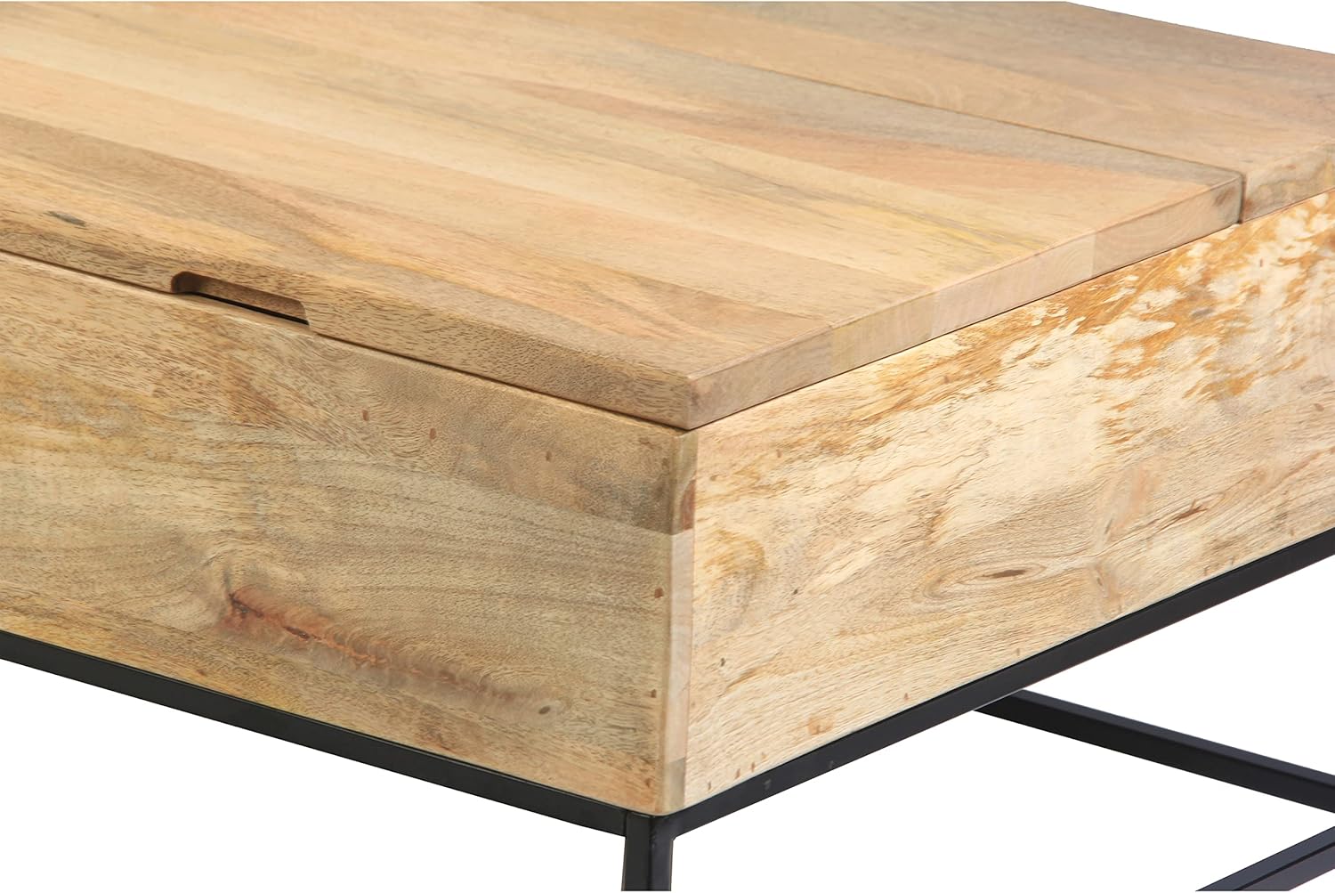 The Urban Port Audrey 45-Inch Lift Top Mango Wood Rectangular Coffee Table - Wood and Metal