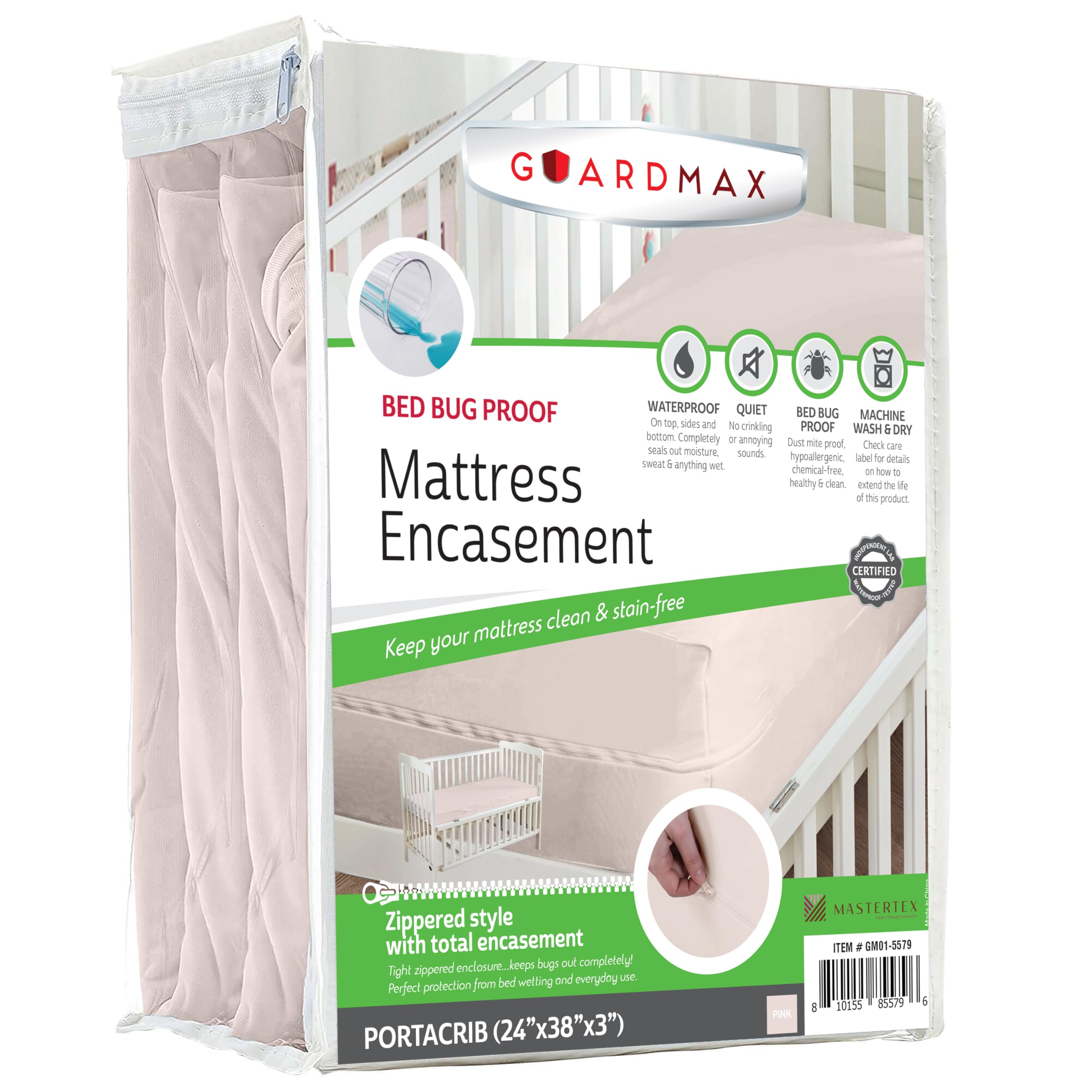 Guardmax Portacrib Mattress Protector Zippered, Bed Bug Mattress Cover