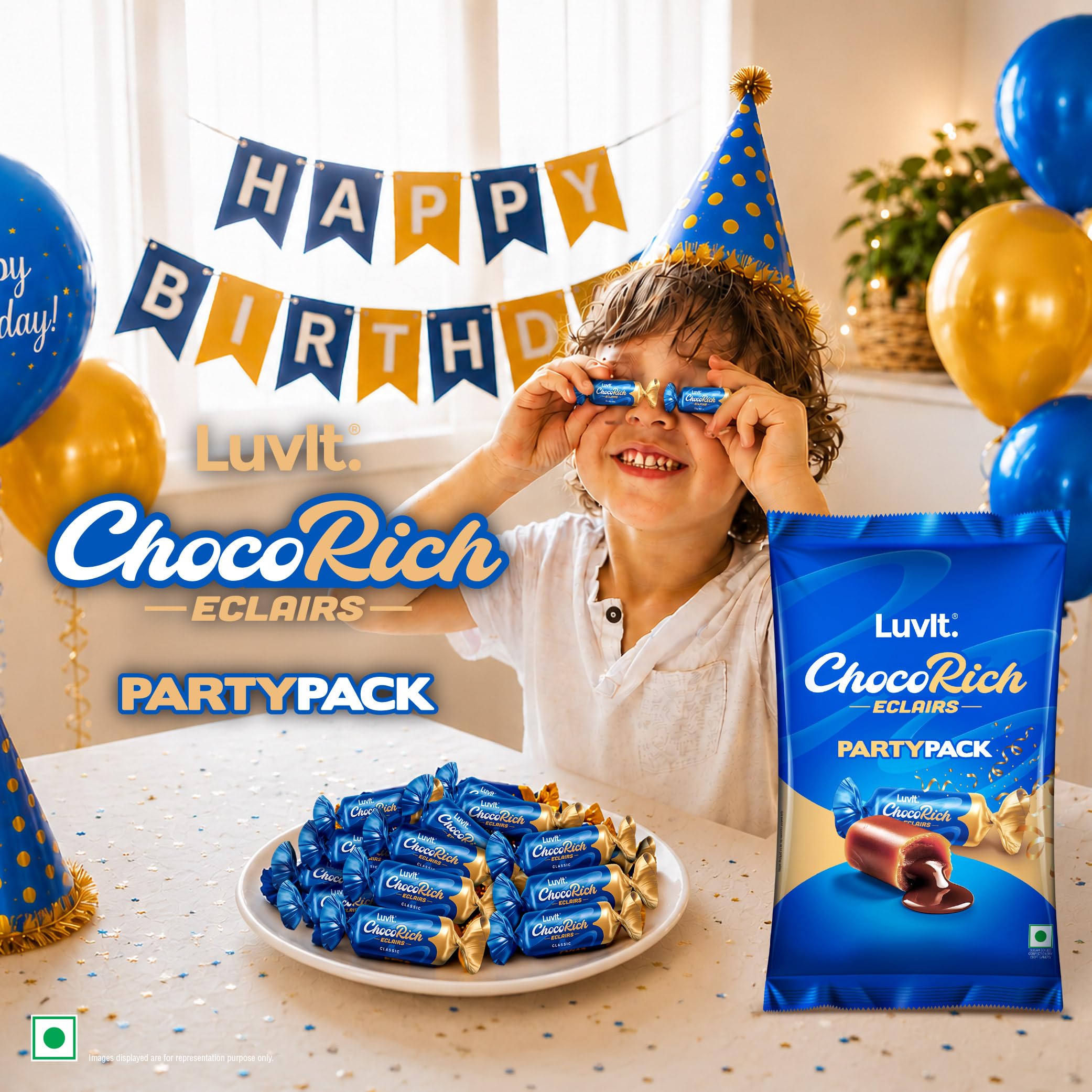 LuvIt. Chocorich Classic Eclairs Chocolate | Birthday Party Pack | Pack of 2-390g Each 4