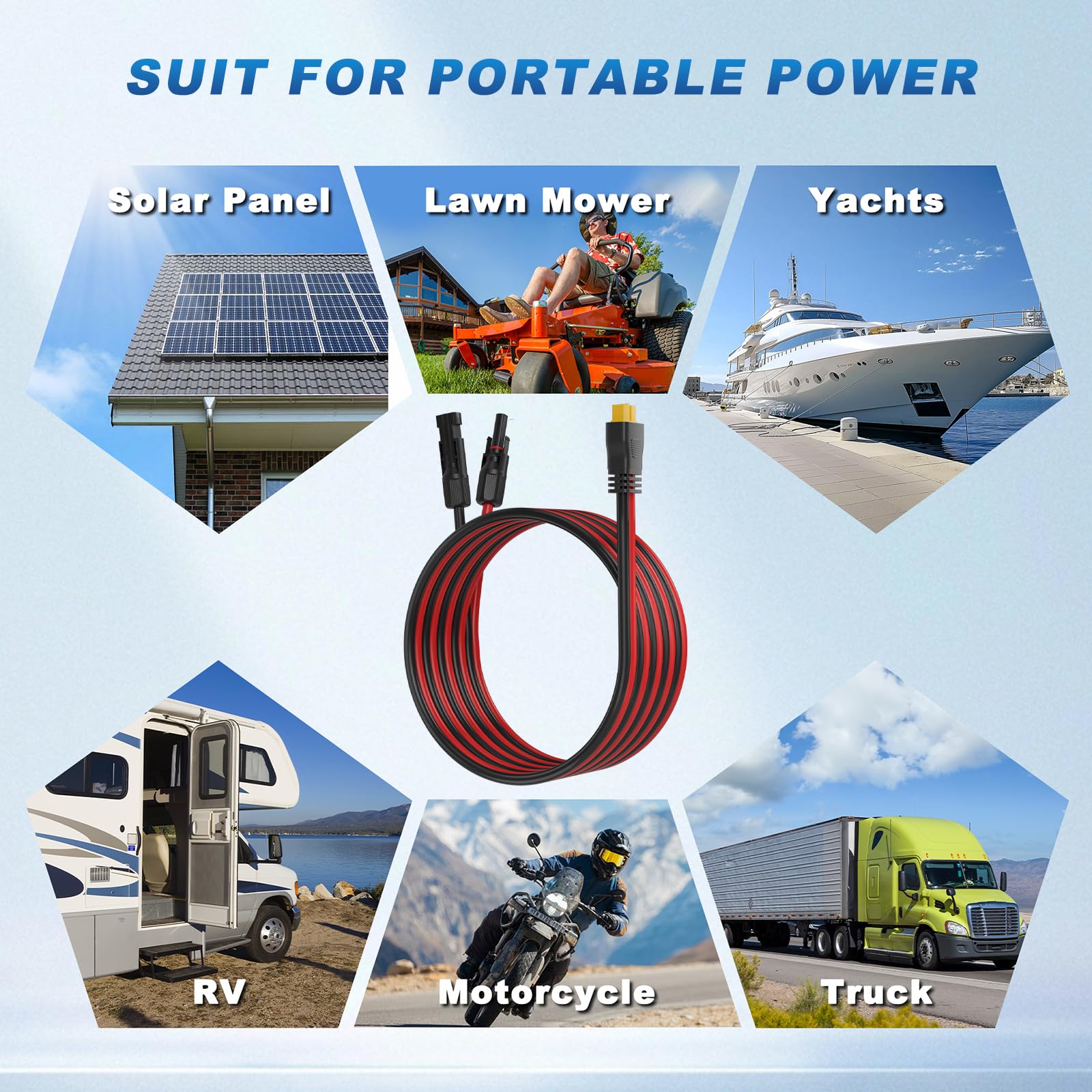 Spina solare a cavo XT60 10AWG 20FT prolunga per centrale elettrica portatile e pannello solare
