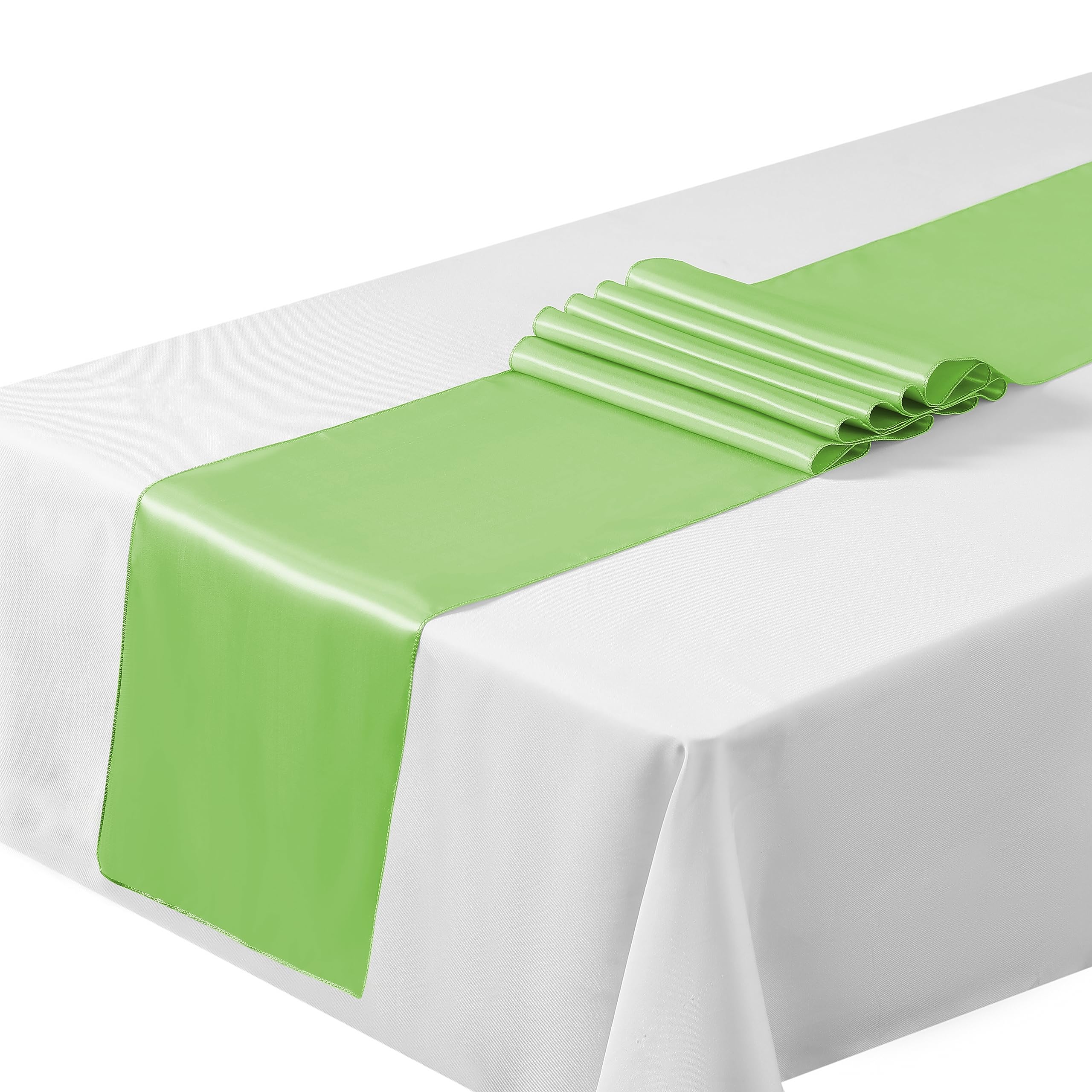 Satin Table Runners 12"x108"inch Chair Sashes Swags Wedding Party Table Decoration (10, Green) …