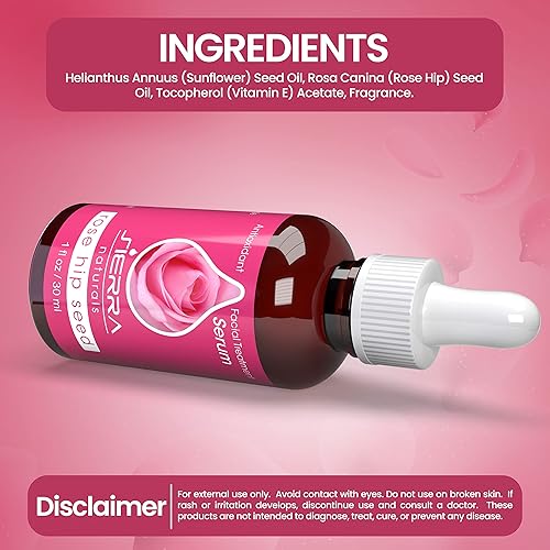 Miniatura 6 de Sierra Naturals Aceite de rosa mosqueta para cara, aceite de semilla de rosa mosqueta, beneficios para la piel, ideal para la belleza, suero