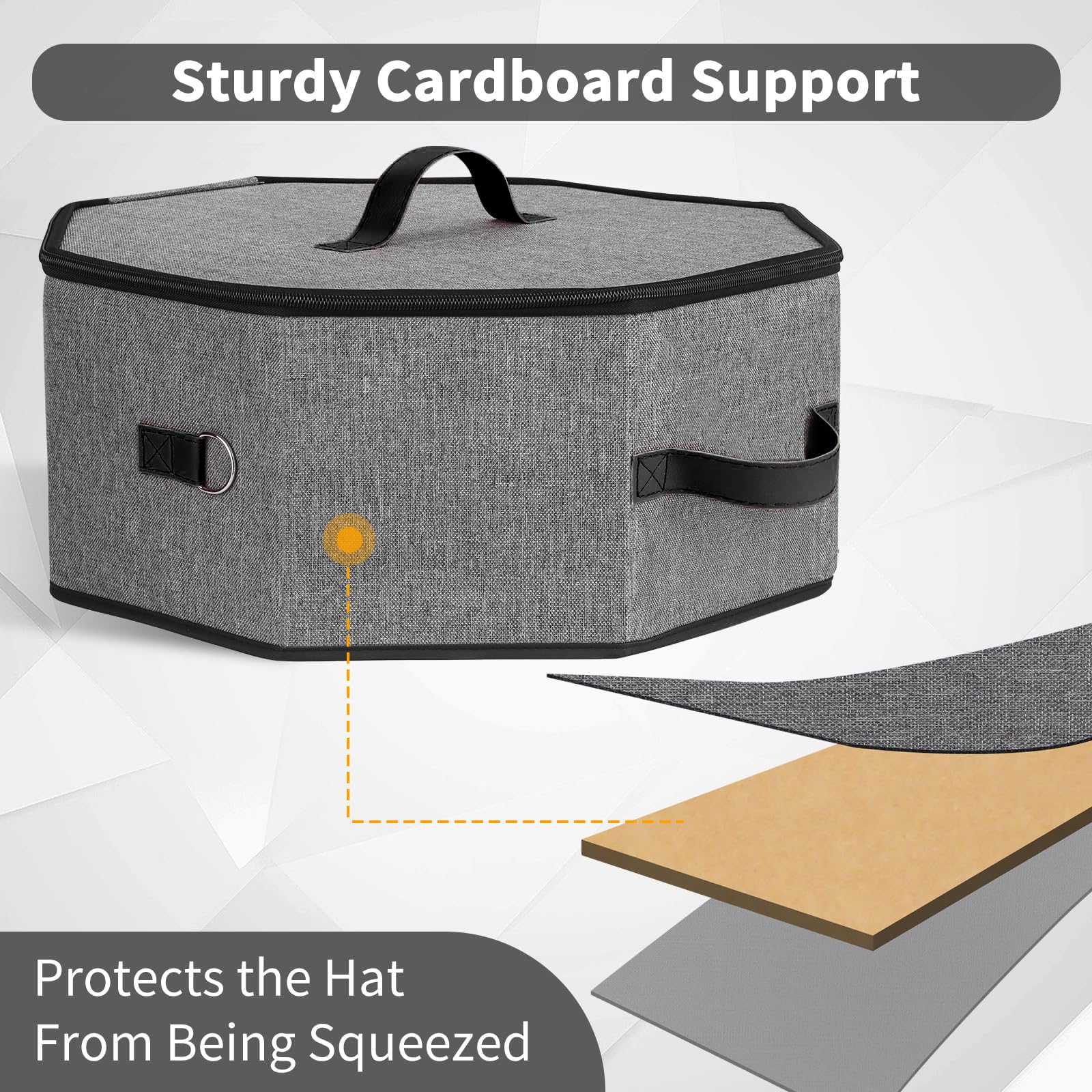 Hat Storage Box for Women and Men, Hat Box for Travel and Storage, Collapsible Hat Case Cowboy Cap Hat Organizer for Closet with Handles, Hat Bag Hat Case