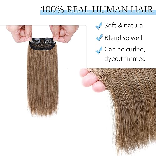 Miniatura 4 de SEGO Extensiones de cabello humano corto con clip de 8 pulgadas, extensiones de cabello humano para mujeres con cabello adelgazante que añade