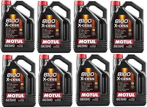 Motul 102870 Juego de 8 botellas de aceite de motor 8100 X-Cess 5W-40 de 5 litros