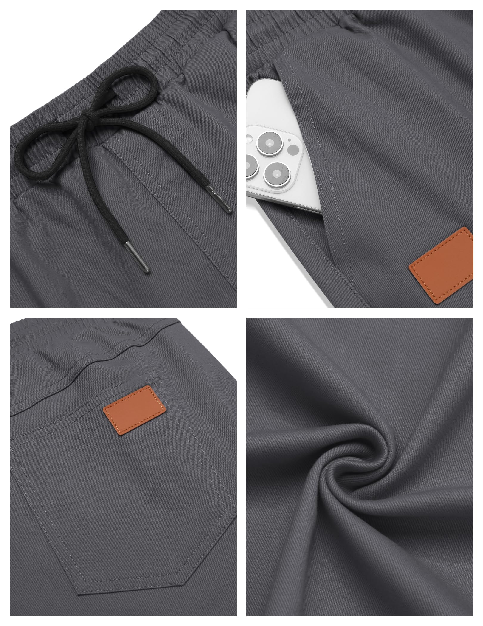 COOFANDY Kurze Hosen Herren Sommer Chino Shorts Mit Gummizug Sweatshorts Baumwolle Mit 3 Taschen - 5