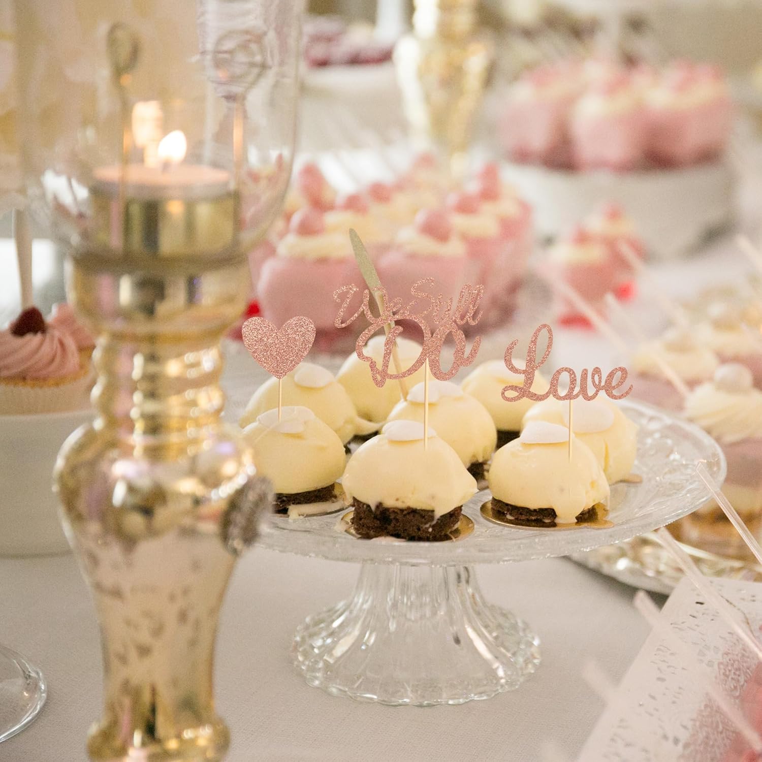 Lot De 36 Décorations De Cupcakes « Happy Mother's Day » En Forme De Cœur Pailleté