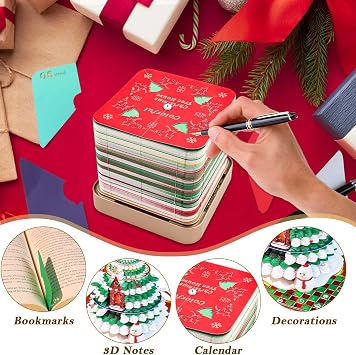 3D Desk Calendar 2026, Christmas Tree 3D Tear Away Calendar, 2026 3D Notepad Calendar with Led Lights, DIY Paper Carving Art Memo Pad for Office Desktop Decoration Gift (Christmas tree)