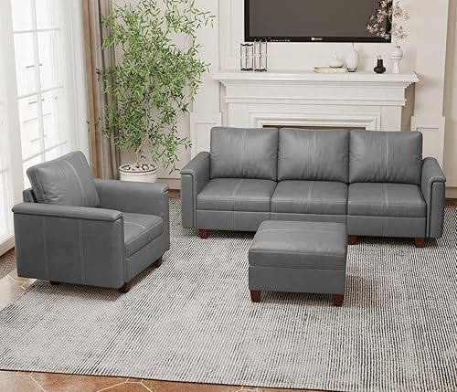 Miniatura 33 de SITJOY Sofá modular modular de piel sintética de 118 pulgadas con almacenamiento, sofás modulares modernos de mediados de siglo para sala de estar,