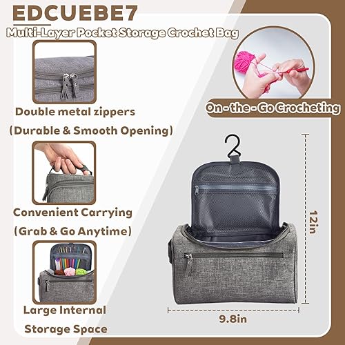 Miniatura 4 de EDCUEBE7 Kit de ganchillo para principiantes  18 madejas de hilo y 9 ganchos de ganchillo ergonómicos (0.08  0.236 pulgadas), bolsa de