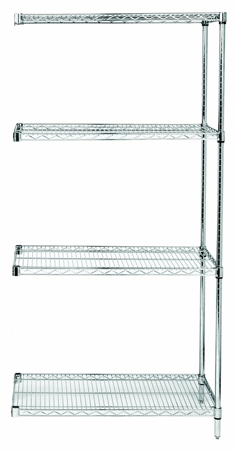 Quantum Storage Systems AD63-2460S Add-On Kit for 63" High 4-Tier Wire Shelving Unit, Stainless Steel Finish, 24" Width x 60" Length x 63" Height
