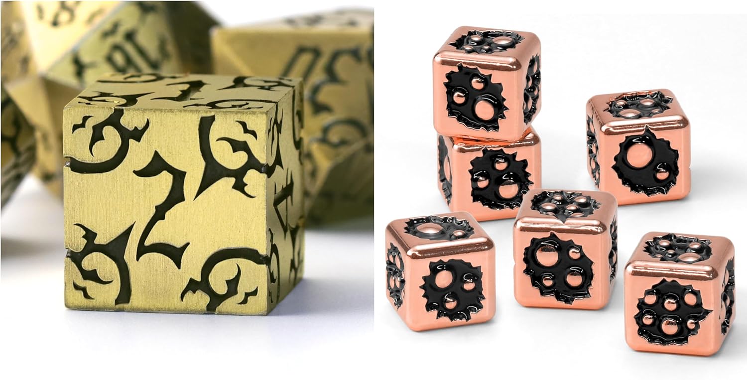 Bronze DND Dice Set Bat & Copper D6 Dice Set — for D and D TTRPGS Dice Set