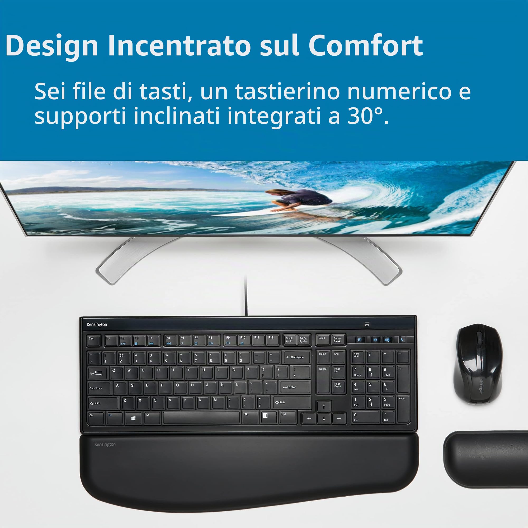 Kensington K72357FR Tastiera cablata ultra piatta Advance Fit AZERTY nera