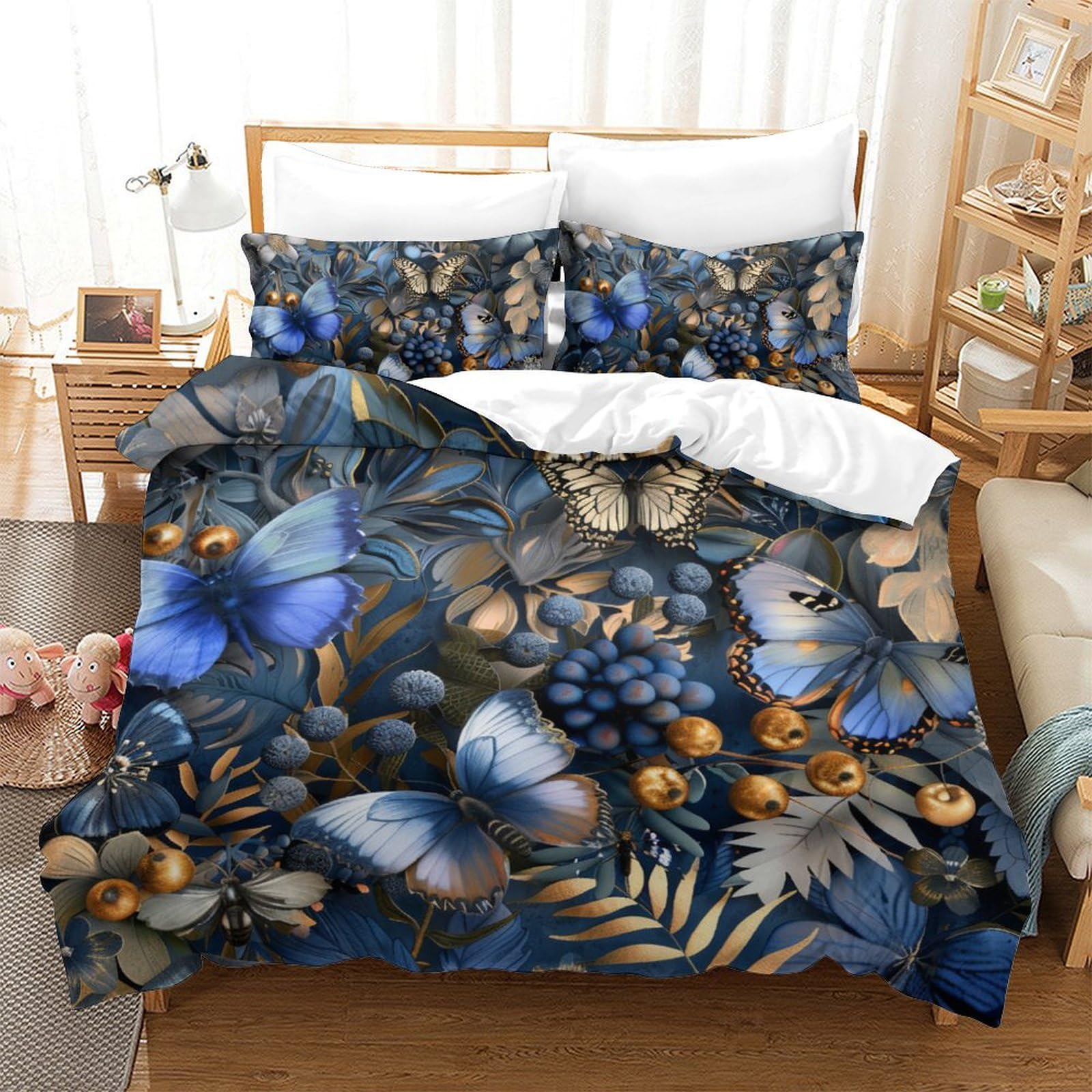 Parure de lit papillon 3D douce pour sublimer une chambre double parentale