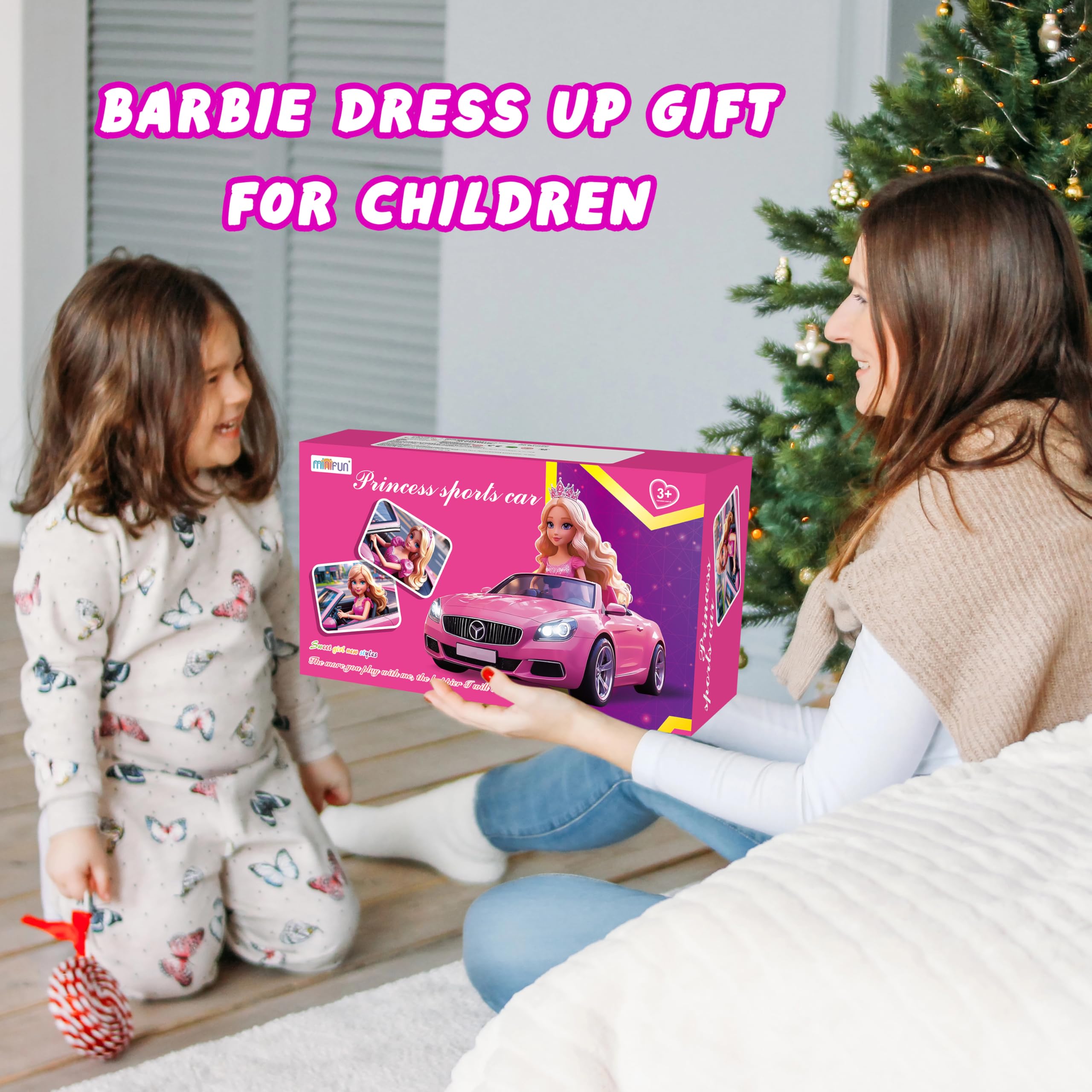 Juego de 91 piezas de automóvil convertible para muñecas, ropa y accesorios para muñecas, juguetes de vestir para niñas, niños pequeños, juguetes de regalo para edades de 3, 4, 5, 6, 7, 8 7