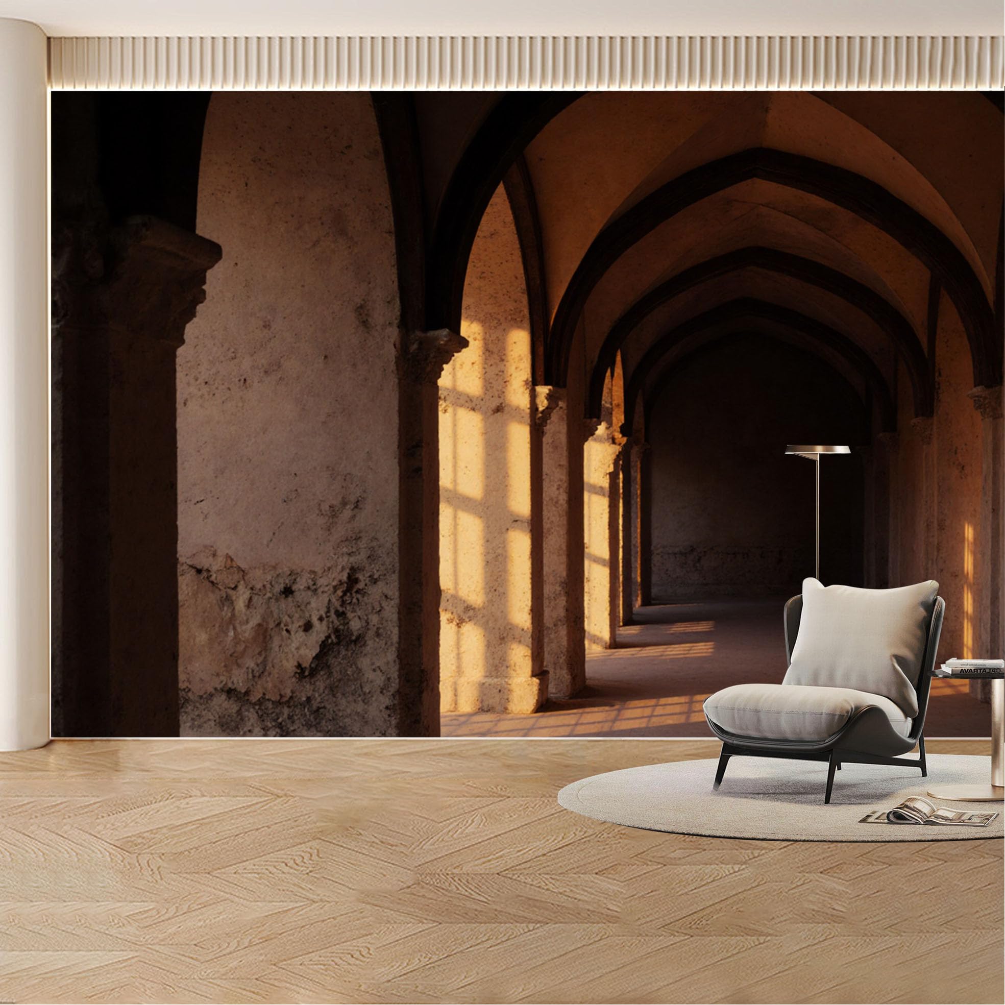 Custom Wall Mural Wallpaper Architectural Archway， 3D Effect Wall Decor Large Wall Art， Vintage Luxury Sunset Removable SelfAdhesive Large Photo for Living Room， Bedroom， Office