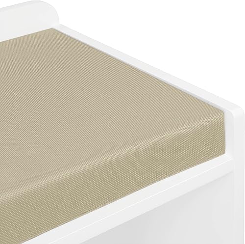 Miniatura 10 de RiverRidge Banco de almacenamiento para niños Catch-All con 2 compartimientos, color blanco con 2 cubos de coral