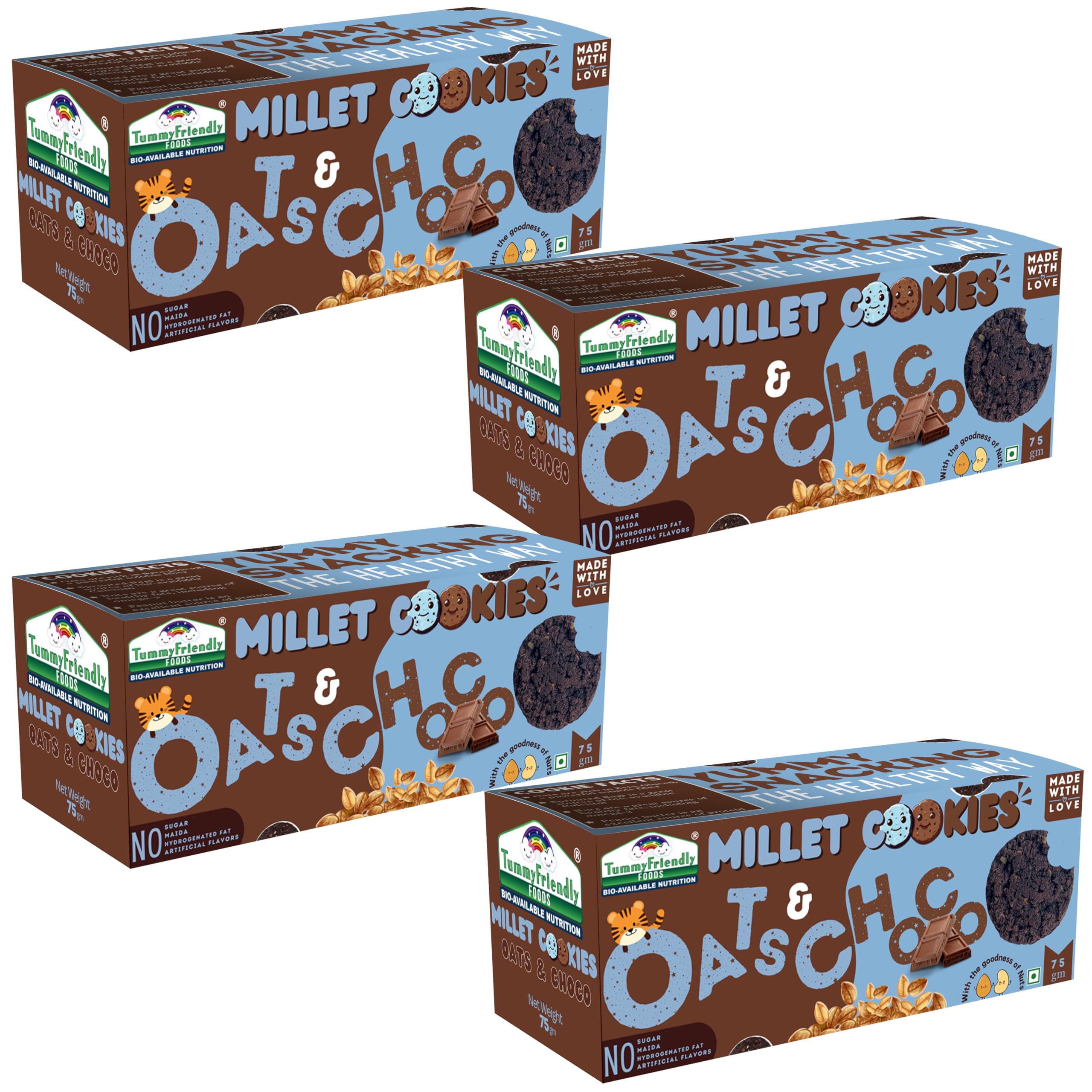 TummyFriendly Foods Oats Chocolate Millet Cookies - Gluten-Free, Sugar-Free Millet Biscuits. Ideal Snack for Babies 1 Year Old, kids, adults. Gift the Best Healthy Ragi Cookies. Pack of 4-75 g Each (B0CT3VGC8C) Amazon Price History, Amazon Price Tracker