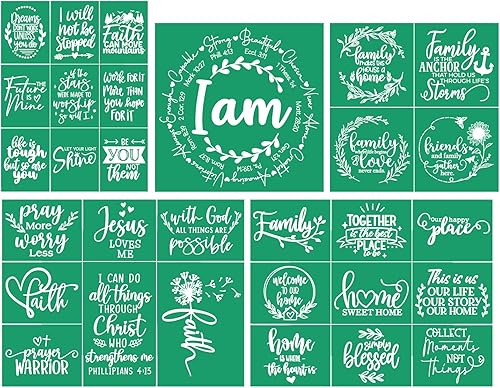 Miniatura 7 de JAJADO Plantillas adhesivas de fe cristiana, plantillas reutilizables de pantalla de seda, versículos religiosos de la Biblia, plantillas de pintura