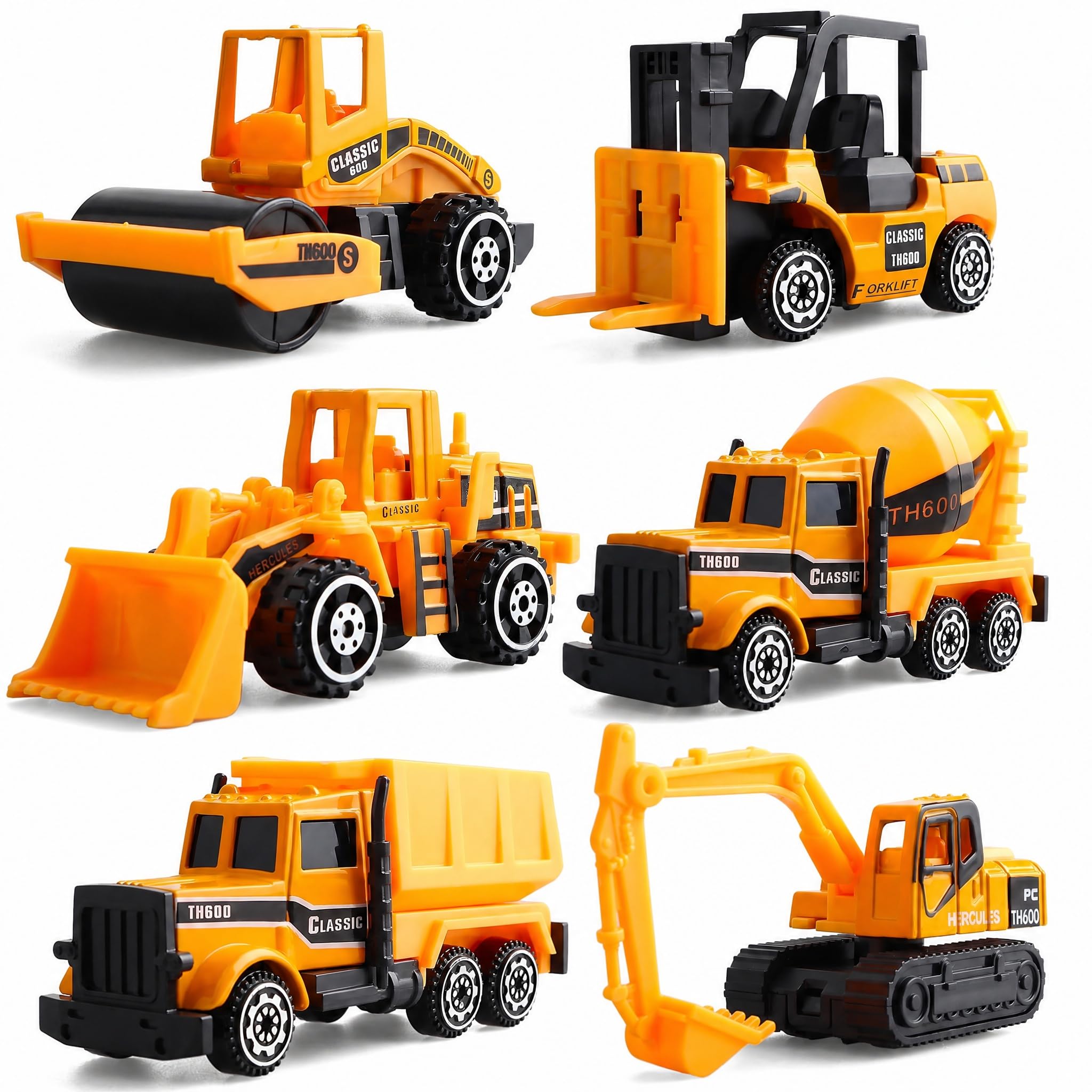 AisFgsw 6 Pack Construction Vehicle Models, Mini Digger Models