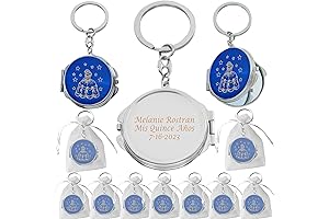 Personalized Royal Blue Souvenir Mirror Keychain for Quinceañera Parties