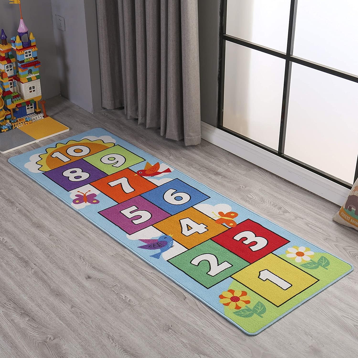 FODELIUY Hopscotch Rug, Kids Rugs For Playroom, Kid's Play Mat, Cute Indoor Or Outdoor Play Carpet For Children - Fun, Educational Games For Boys & Girls(31u00d747inch/80u00d7120cm