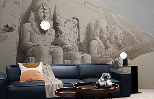 Miniatura 4 de Ancient Egyptian Temple Gods and Pyramids Wall Mural. The Great Temple of Aboo-Simble, Nubia by David Roberts. Peel and Stick Wallpaper. #6417