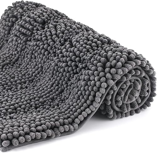 Miniatura 7 de TENGTENGLINK - Tapetes de felpilla gruesa y suave para baño, tapetes de ducha y puerta antideslizantes ultra absorbentes (blanco puro, 20x32