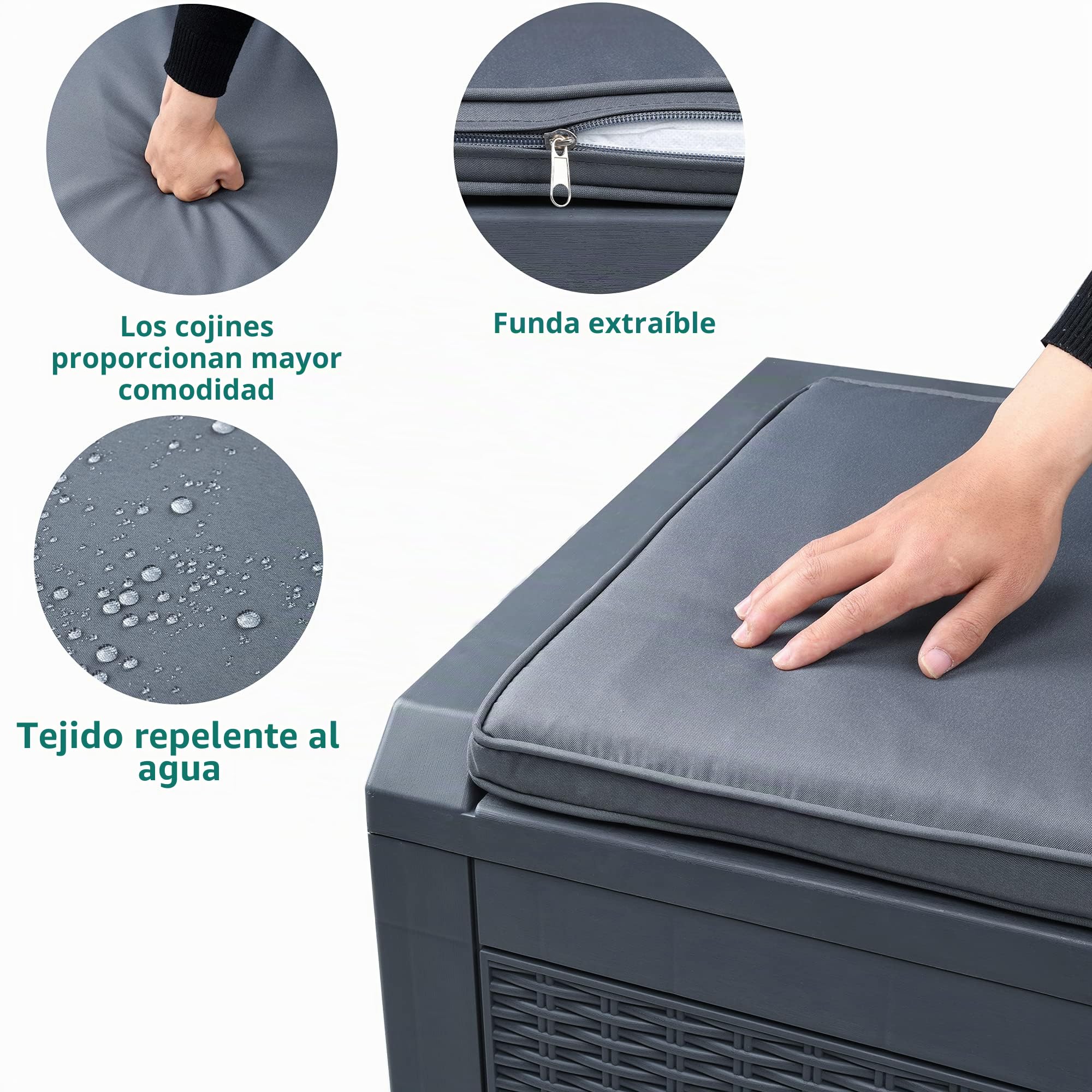 YITAHOME 380L Arcón de Ordenación Exterior, Resina Caja de Almacenaje de Jardín para Almacenamiento Al aire Libre para Muebles de Patio
