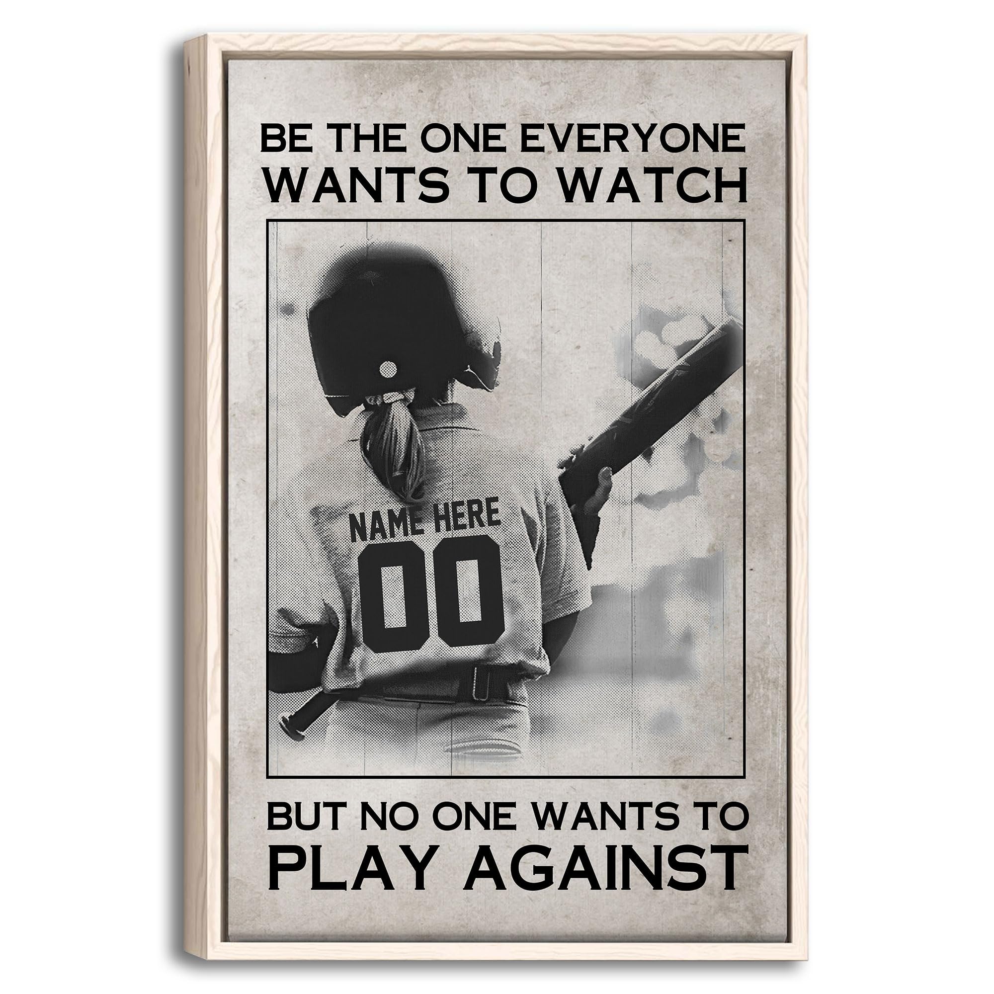Personalized Softball Poster & Framed Canvas, Be The One Everyone Wants To Watch Home Office Decor, Custom Name Number Bedroom Living Room Aesthetic Wall Art Gift For Girl, Daughter
