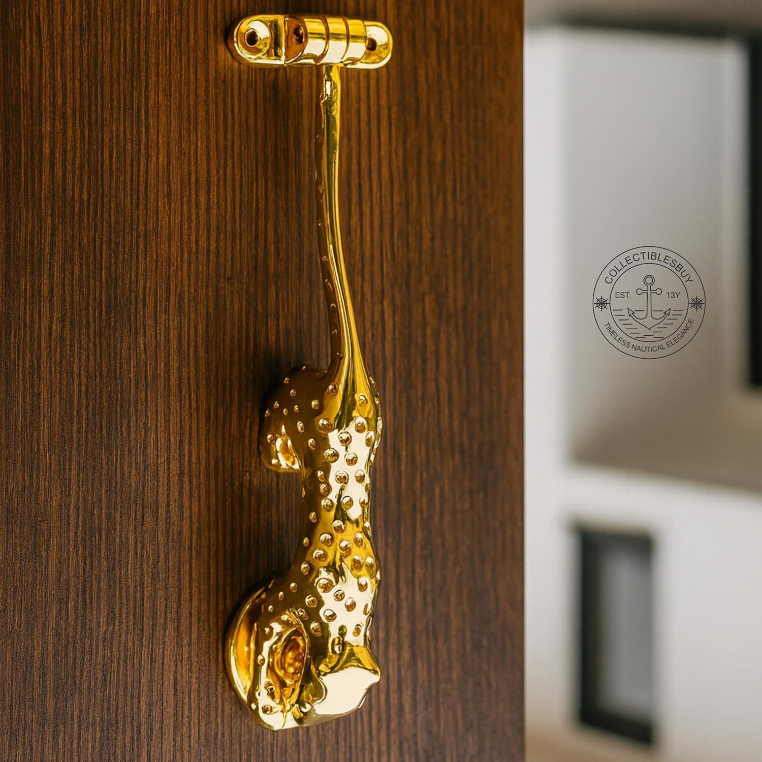 collectiblesBuy Handcrafted Brass Leopard Door Knocker Golden Animal Design Heavy Duty Door Hardware for Main Entrance, Vintage Style Home & Outdoor Décor