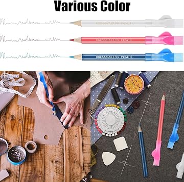 6 Piece Sewing Marking Tools - Fabric Chalk Pencils With Brush, Tailor Chalk Pencils (12 Pcs)