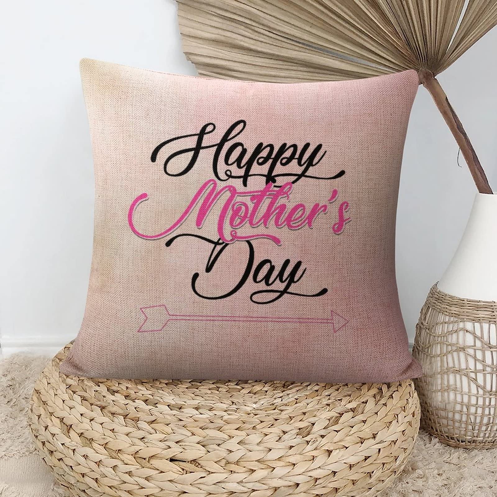 Federa decorativa per cuscino, 45,7 x 45,7 cm, con scritta I Love You Mum, in lino, per camera da letto, galleria