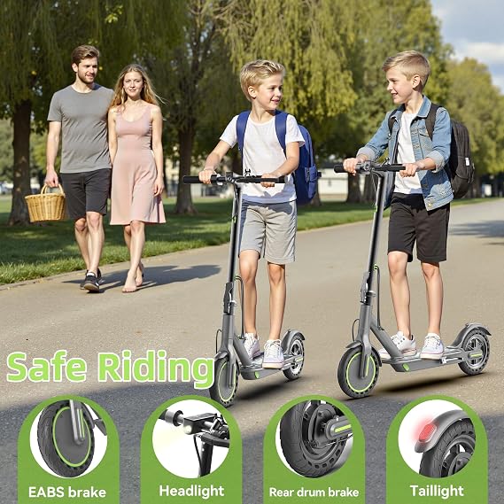 Roinside Scooter for Adults - 8.5 Solid Tires/350W Motor, 19 MPH Digital Display, up to 12 Miles Long-Range Commuting Folding E-Scooter with Dual Braking System, App