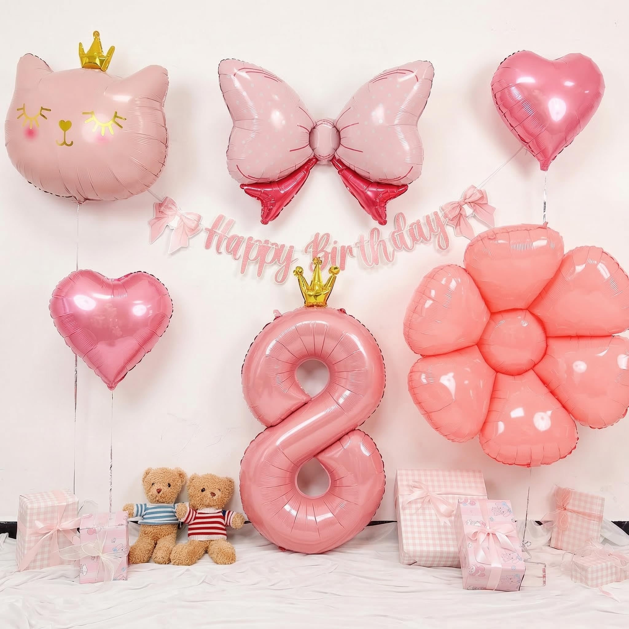 8歳 誕生日 飾り付け、女の子 バースデー 飾り 誕生日 バルーン 飾り バルーンフラワー 誕生日 かざりつけ 女の子