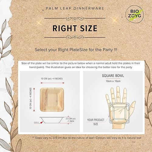 Miniatura 2 de BIOZOYG Tazones cuadrados de 4 pulgadas, 100 unidades, 4 onzas, cuencos desechables para fiestas, como cuencos de bambú, cuencos de hoja de palma