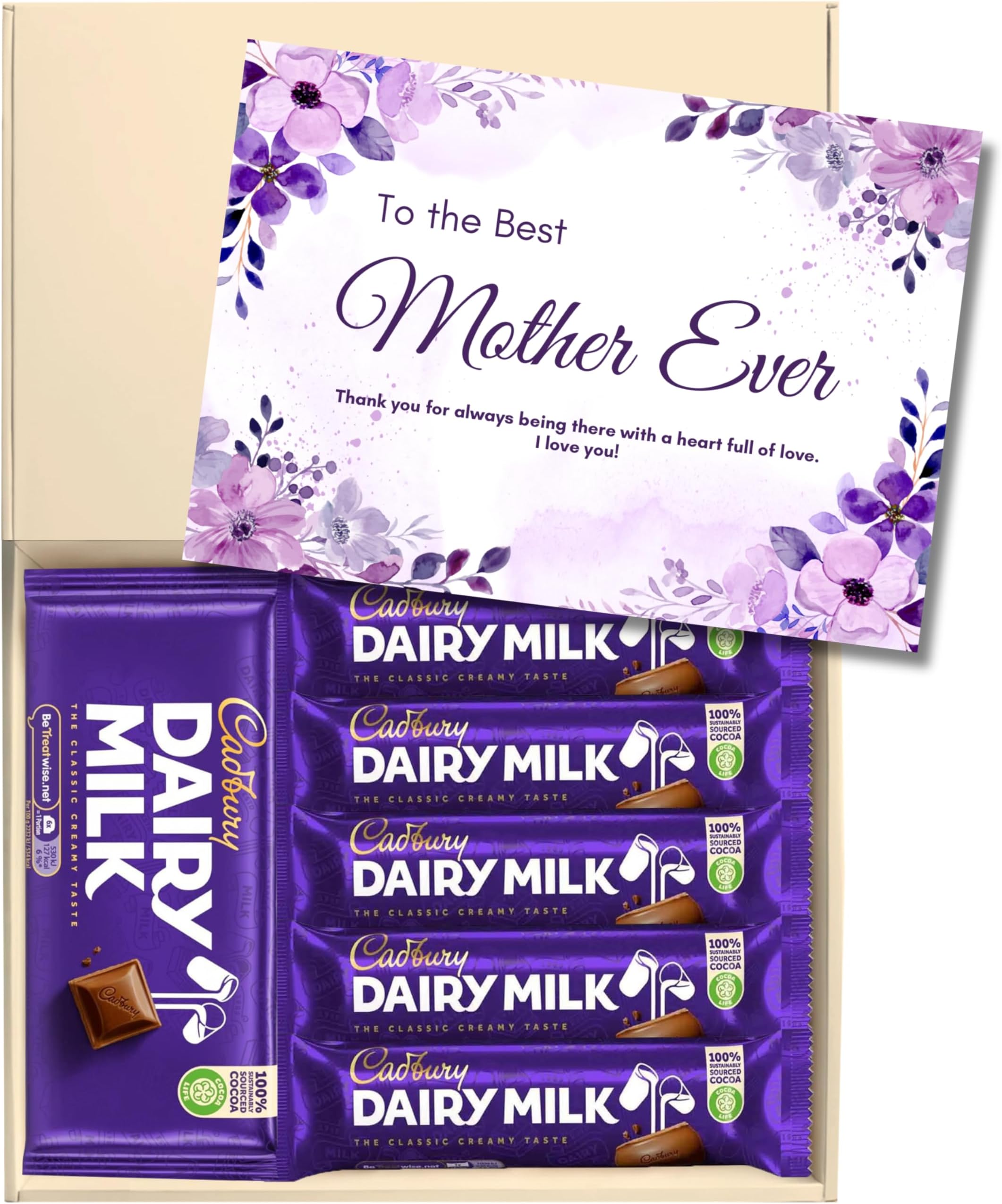 Chocohugs Chocolate Gift Hamper Box | Gift for Mother/Mom/Mum/Woman | Filled with Dairy Milk Full Sized Chocolate Block and Bars | Treat Box of Chocolates