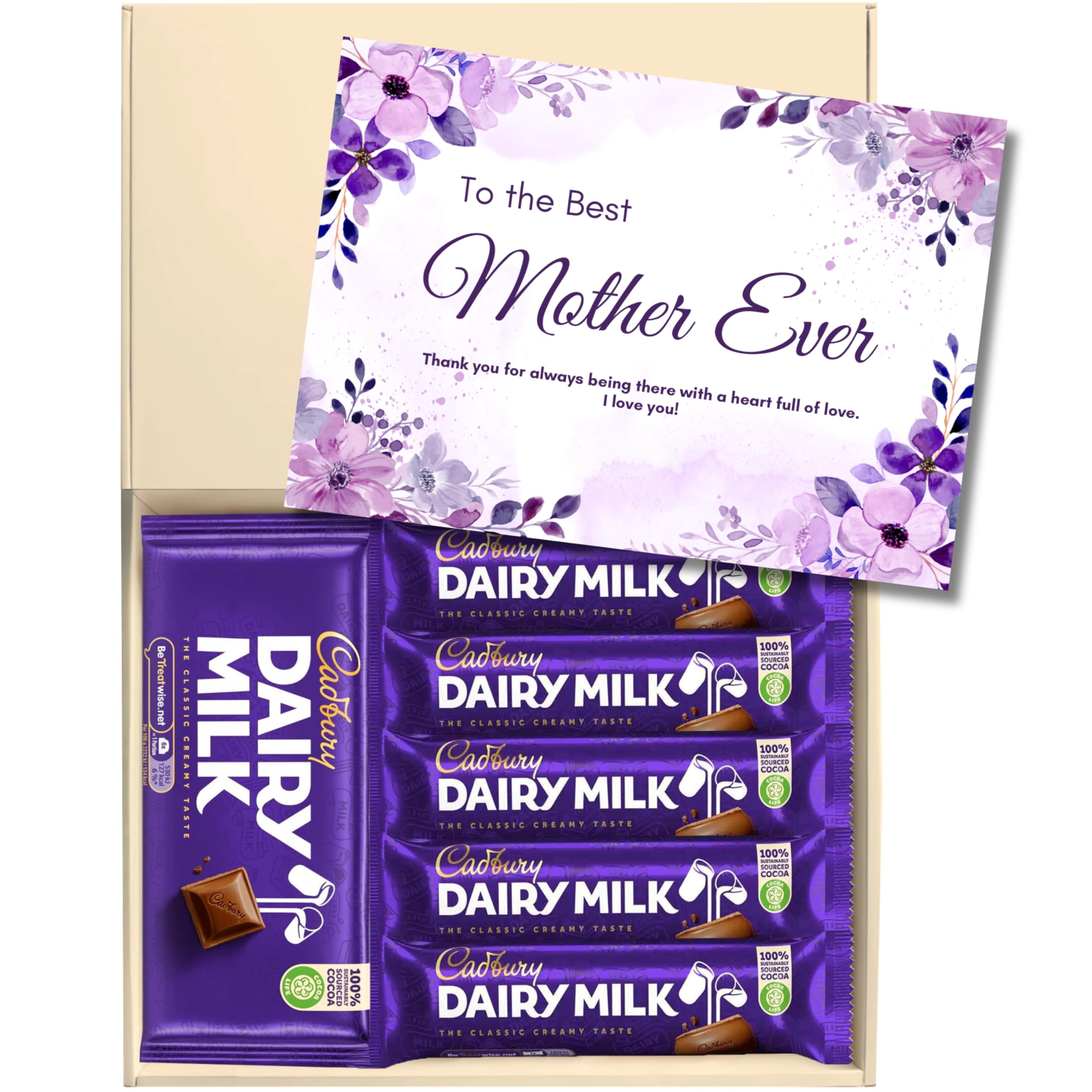 Chocolate Gift Hamper Box | Gift for Mother/Mom/Mum/Woman | Filled with Dairy Milk Full Sized Chocolate Block and Bars | Treat Box of Chocolates