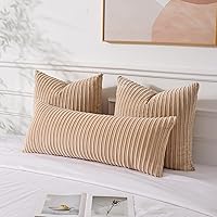 Vista 546 de UGASA - Juego de 2 fundas de almohada de terciopelo a rayas, funda decorativa para cojín con cremallera oculta para el hogar, sofá, dormitorio