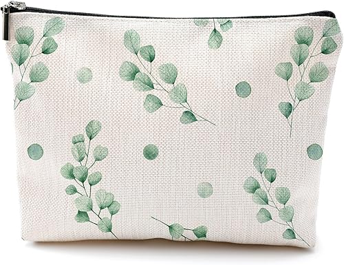 Bolsa de maquillaje de hojas verdes, bolsa de cosméticos florales de hojas verdes para mujeres, regalos para amantes de las plantas, regalos para