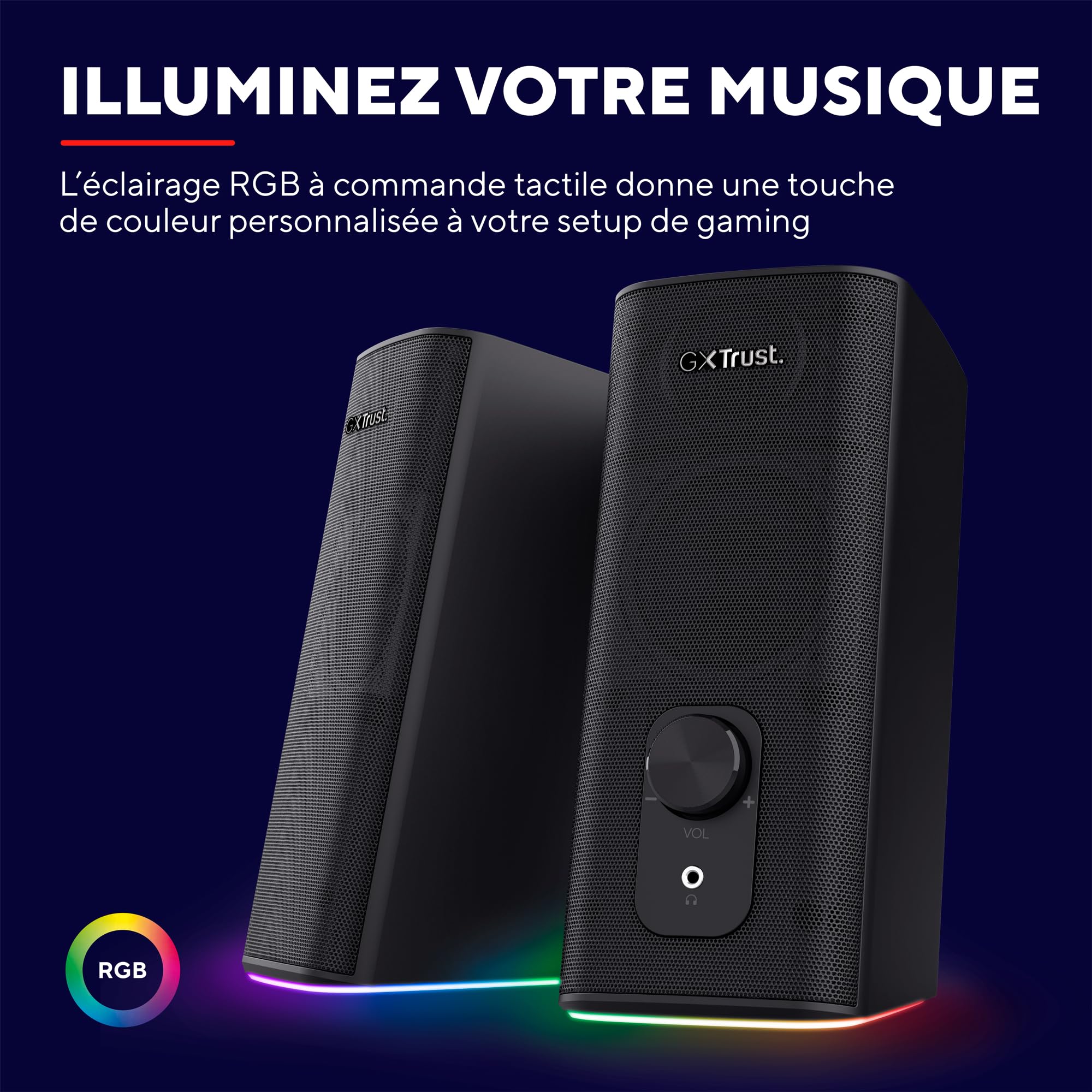 GXTrust Cetic Enceinte Bluetooth 2.0 avec Éclairage LED RGB, Noir