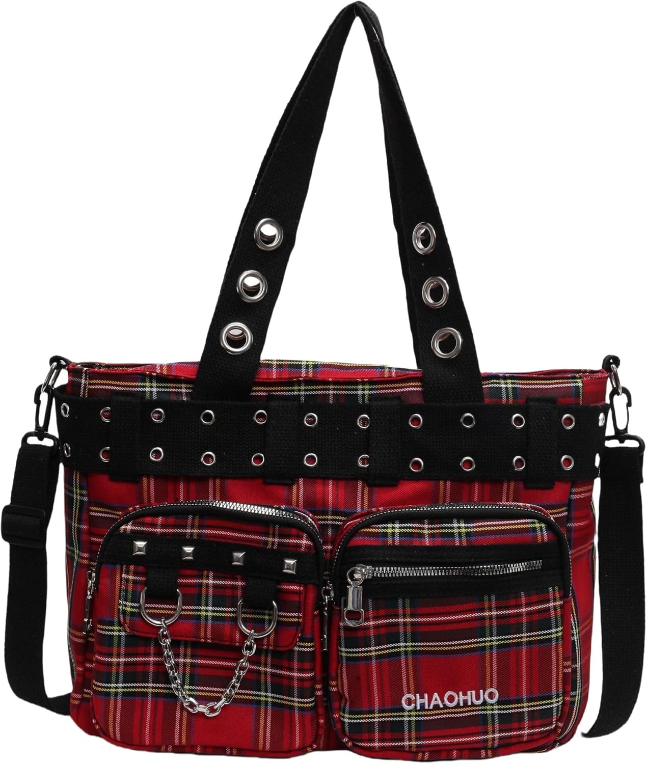 Makukke Y2K Tote Bag for Women Canvas Shoulder Bag Gothic Bag Skull Handbag for Work Office Travel