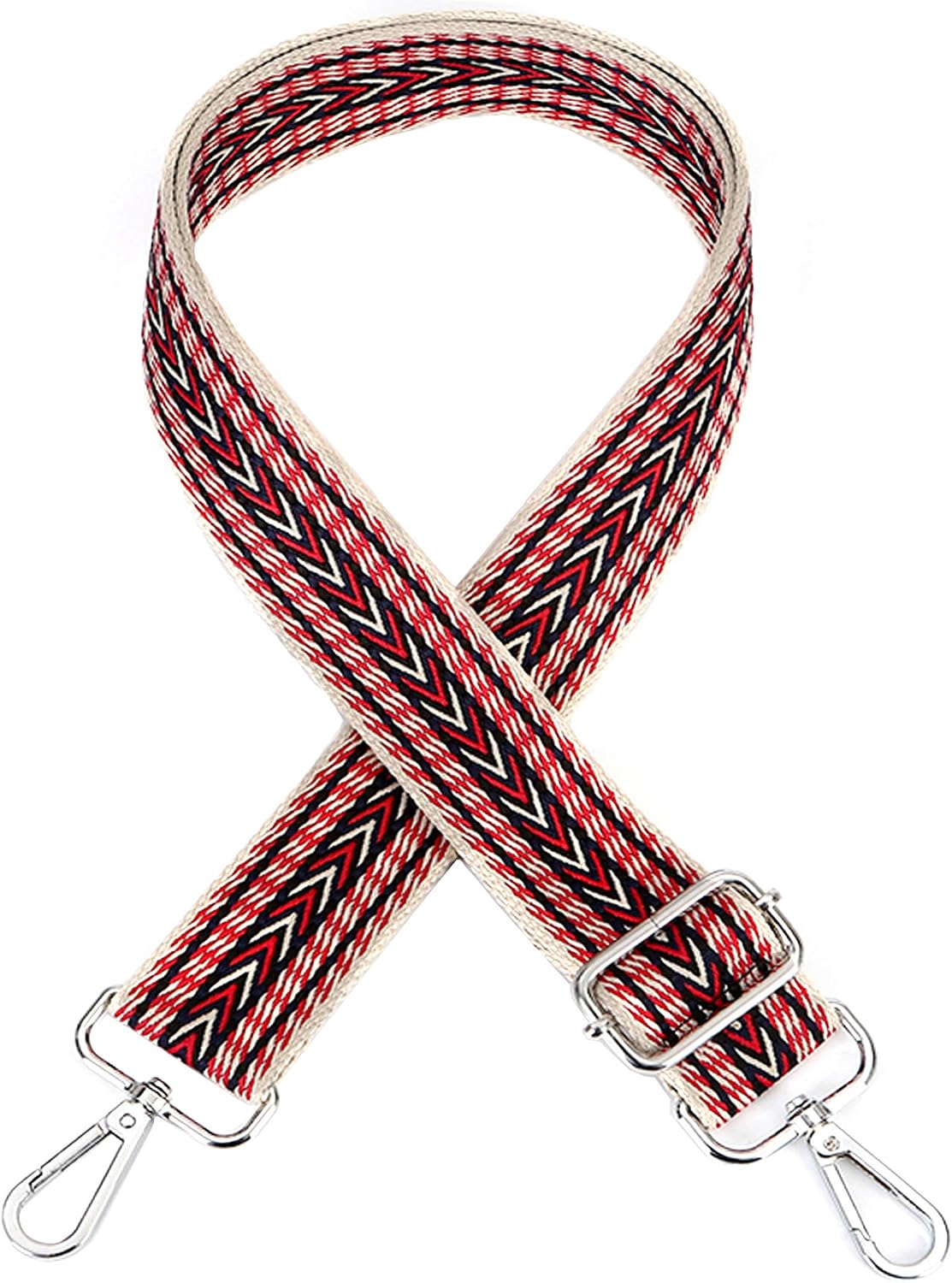 Colorful Shoulder Strap Adjustable Replacement Belt Crossbody Canvas Bag Handbag Wide Long Straps, Red B, Width 3.8CM -Silver Clasp