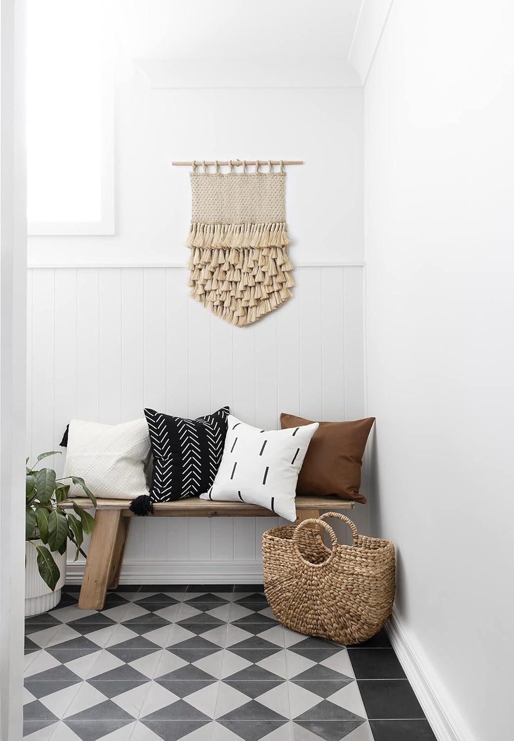 INSPIRED IVORY Boho Throw Pillow Covers - Set of 4 Decorative Farmhouse Pillow Cases for Living Room - Toss Pillow Covers 18x18 for Couch Sofa Bed - Urban Collection