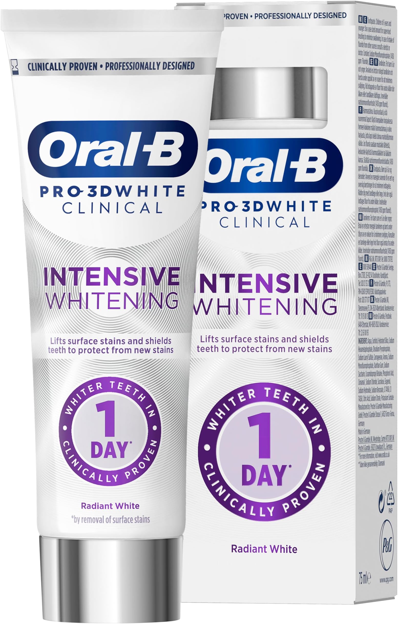 Oral-B Pro-3D White Clinical Intensive Whitening Toothpaste Radiant White 75ml