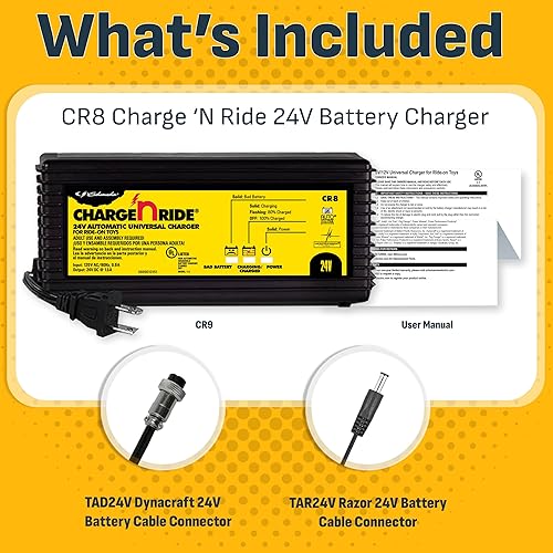 Miniatura 7 de Schumacher CR8 Cargador de batería universal para juguetes de montar  1.5 amperios, 24 V  para Dynacraft, Razor, Huffy  Conectores incluidos