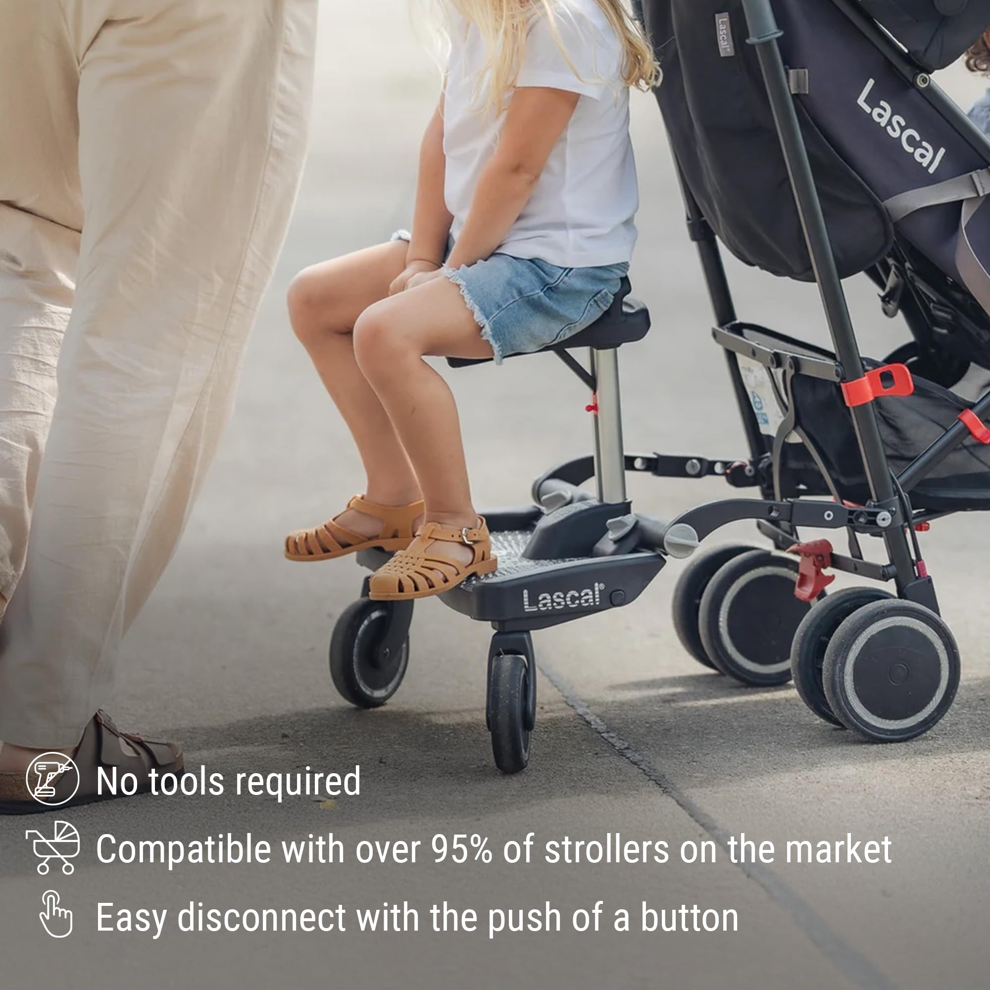 Lascal BuggyBoard Maxi+ Universal Stroller Board with Gray Folding